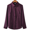 Women silk satin blouse button long sleeve lapel ladies office work elegant female silk blouses shirts