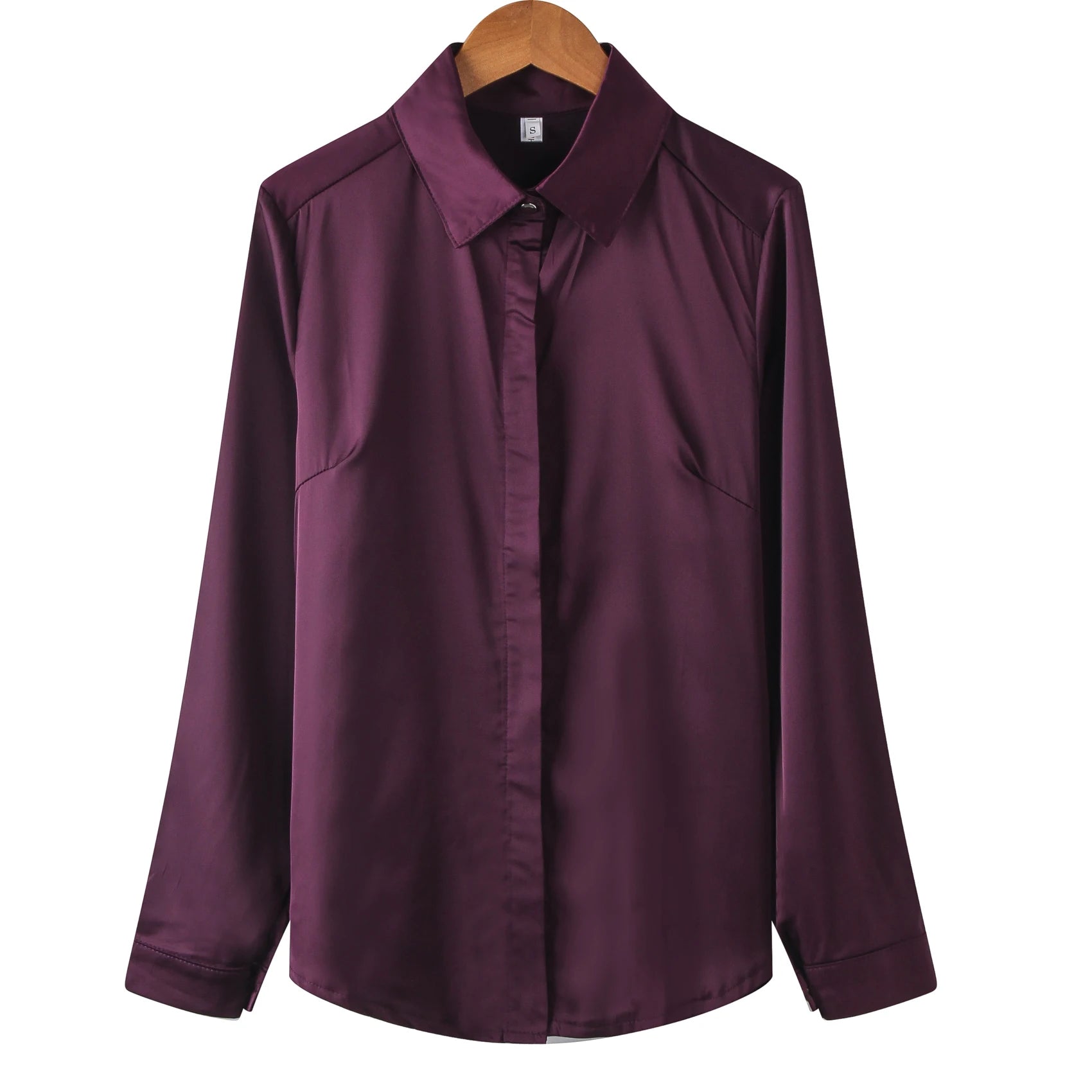Women silk satin blouse button long sleeve lapel ladies office work elegant female silk blouses shirts