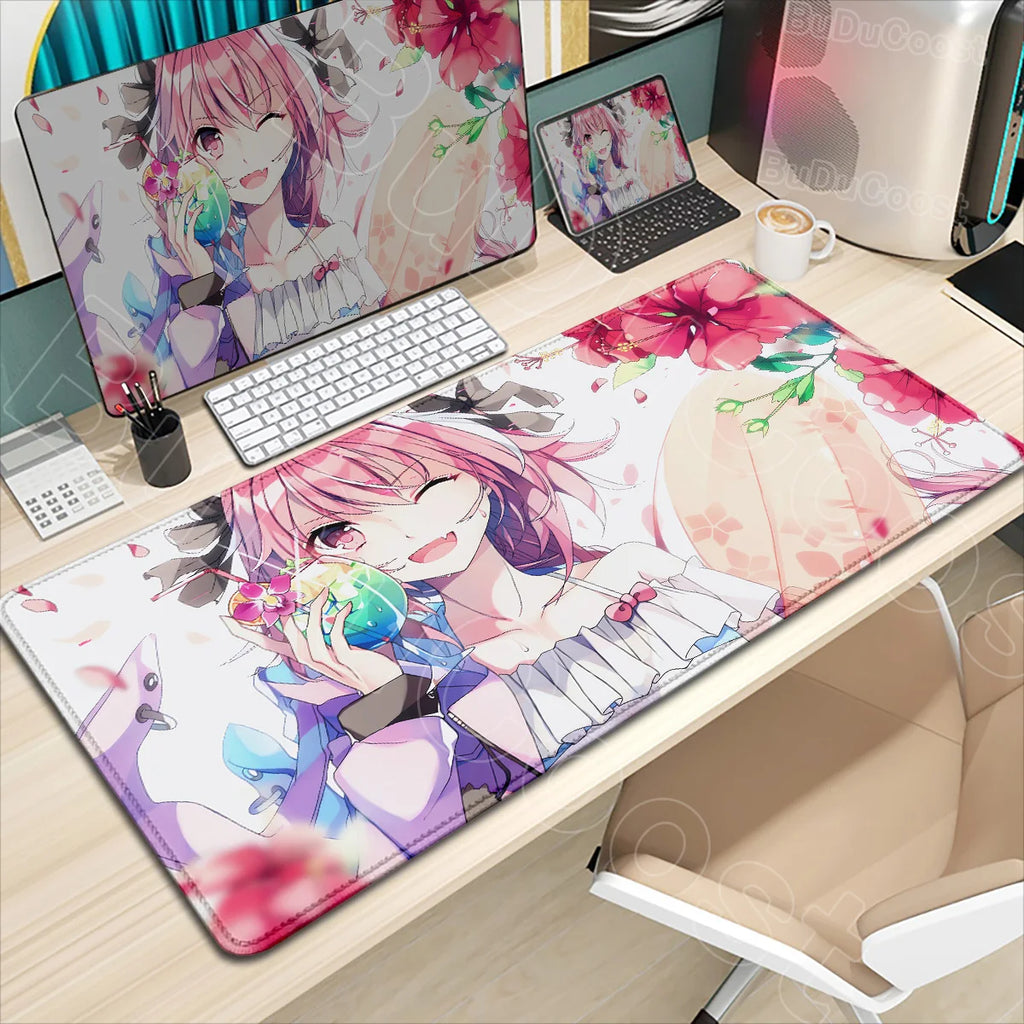 Astolfo Mousepad HD Print Anime Girl Computer Gamer Locking Edge Non-slip Rubber Mouse Pad Keyboard PC Desk Pad Table Decoration
