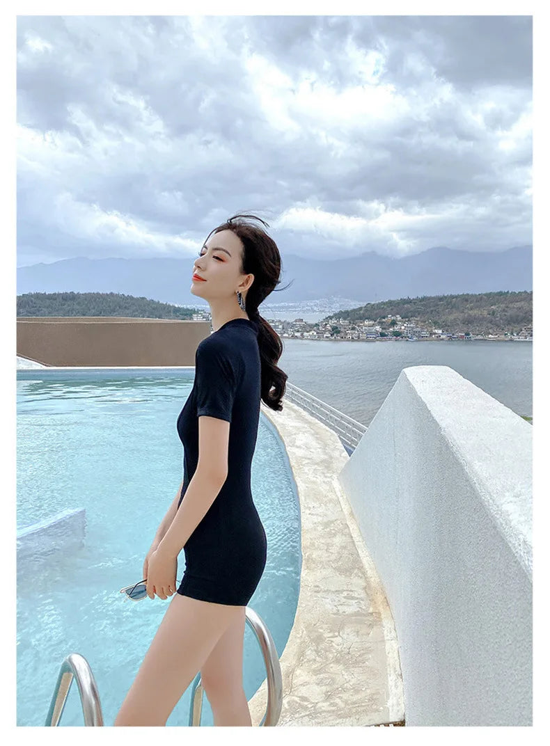 Vacation Surfing Conservative Sun Protection One-piece Swimsuit Women Covering The Belly To Show Off Weight Internet Celebrity