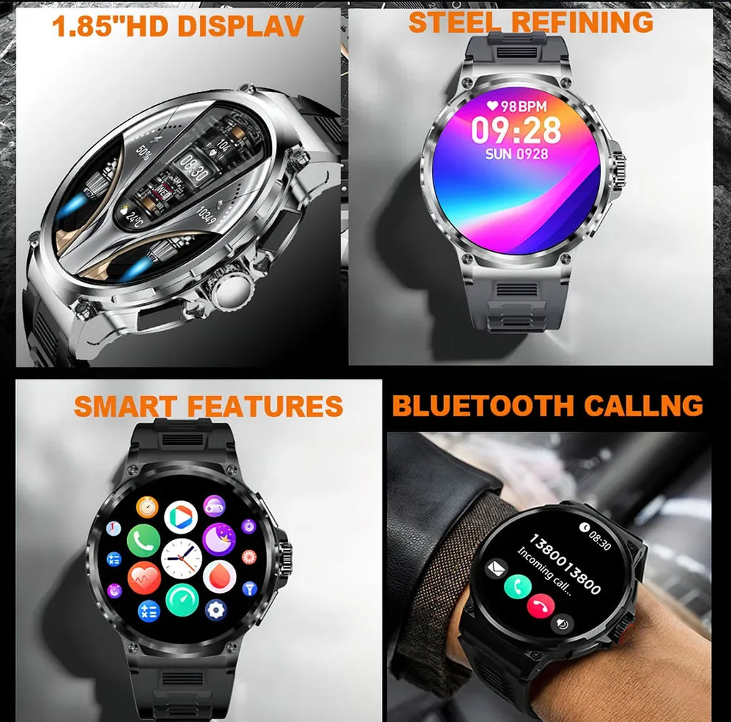 New 710mAh Bluetooth Call Smart Watch Men Sports Fitness Watches  1.85"HD Heart Monitor Waterproof Smartwatch For Android IOS