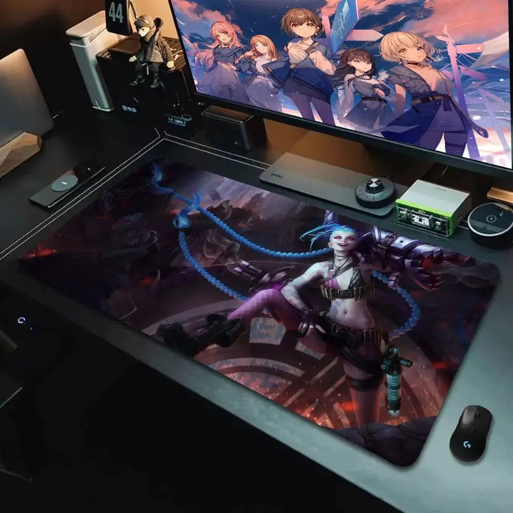 New Arrivals arcane J_Jinx Mouse Pad XXL Gaming Setup Accessories Desk Protecter Non-Slip Rubber lock Edge Desktop Extended Mat