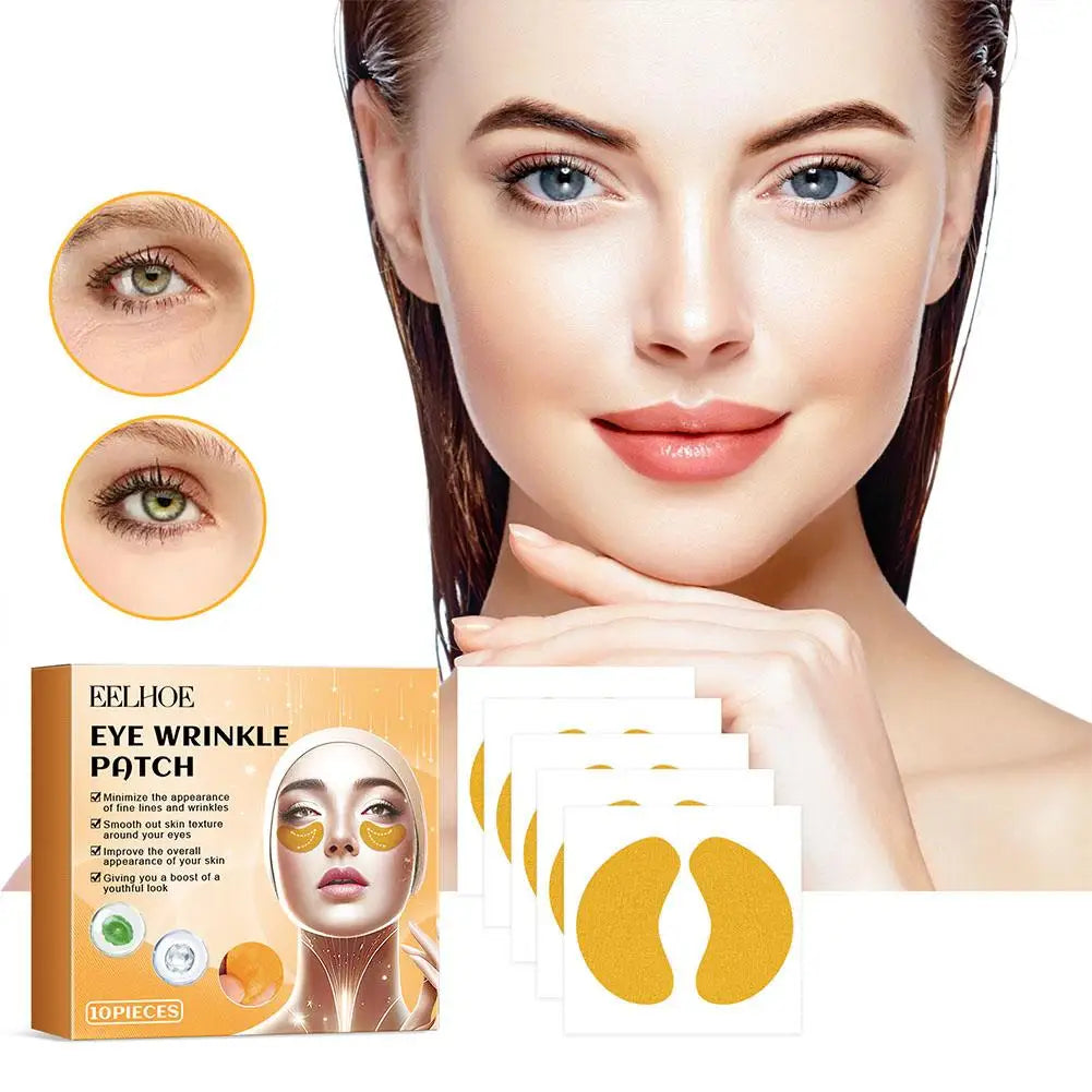 10pcs/box Forehead Wrinkle Patch Lightening Forehead Wrinkle Gel Patch Hydrolyzed Collagen Firming Mask Facial Skincare Stickers