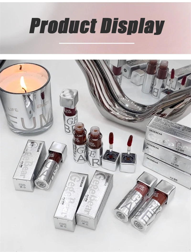 Mirror Water Lip Gloss Black Ice Cube Tube Moisturizing Long Lasting Liquid Lipstick Lipgloss Plump Up Lips Makeup Cosmetics