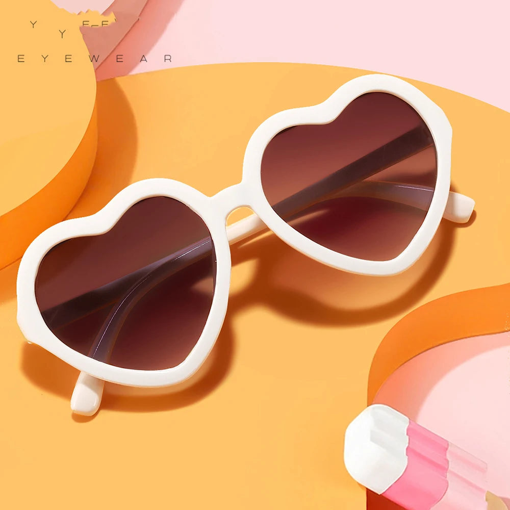 Stylish Kids Heart Sunglasses Large Frame Cute Eyewear For Boys Girls Baby Toddler 0-12 Years UV400 Protection Outdoor Shades
