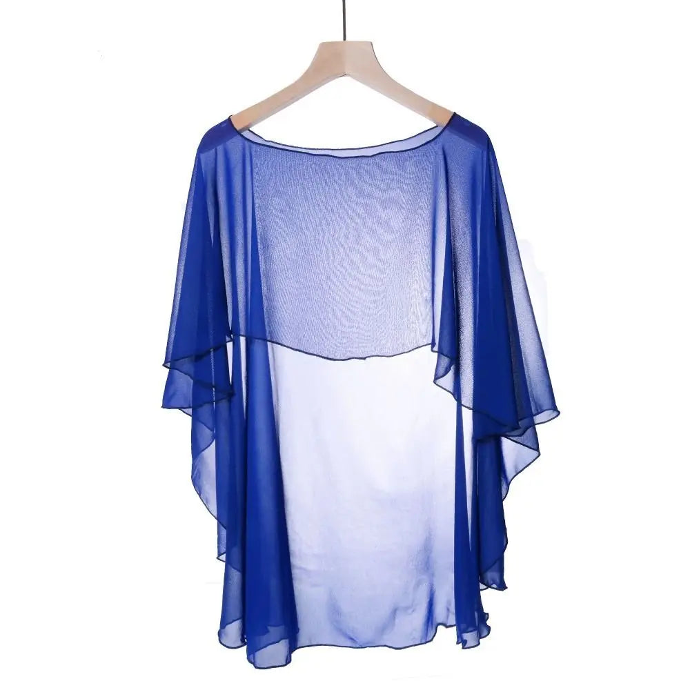 New Fashion Soft Wedding Capes Long Solid Color Chiffon Shrug Sunscreen Wraps Womens Ladies