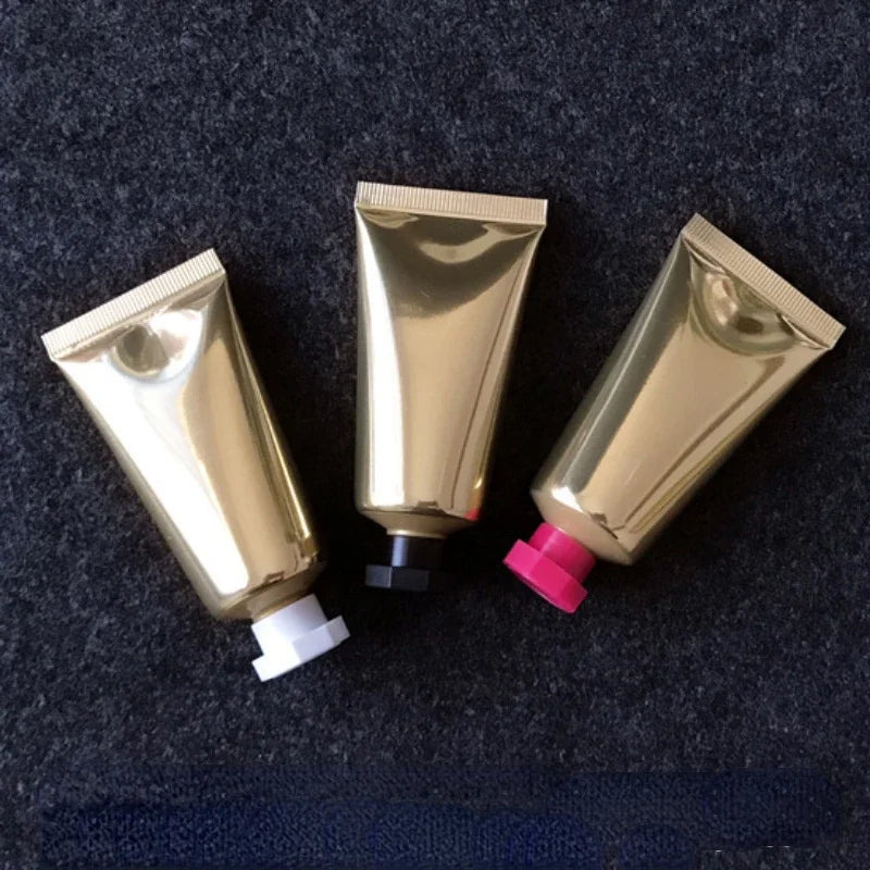 Wholesale New 30ml cosmetic Soft Tubes Vacuum pump squeeze Hose Bottles Gold Alum Eye Cream Bottles sunscreen Refilable Bottles