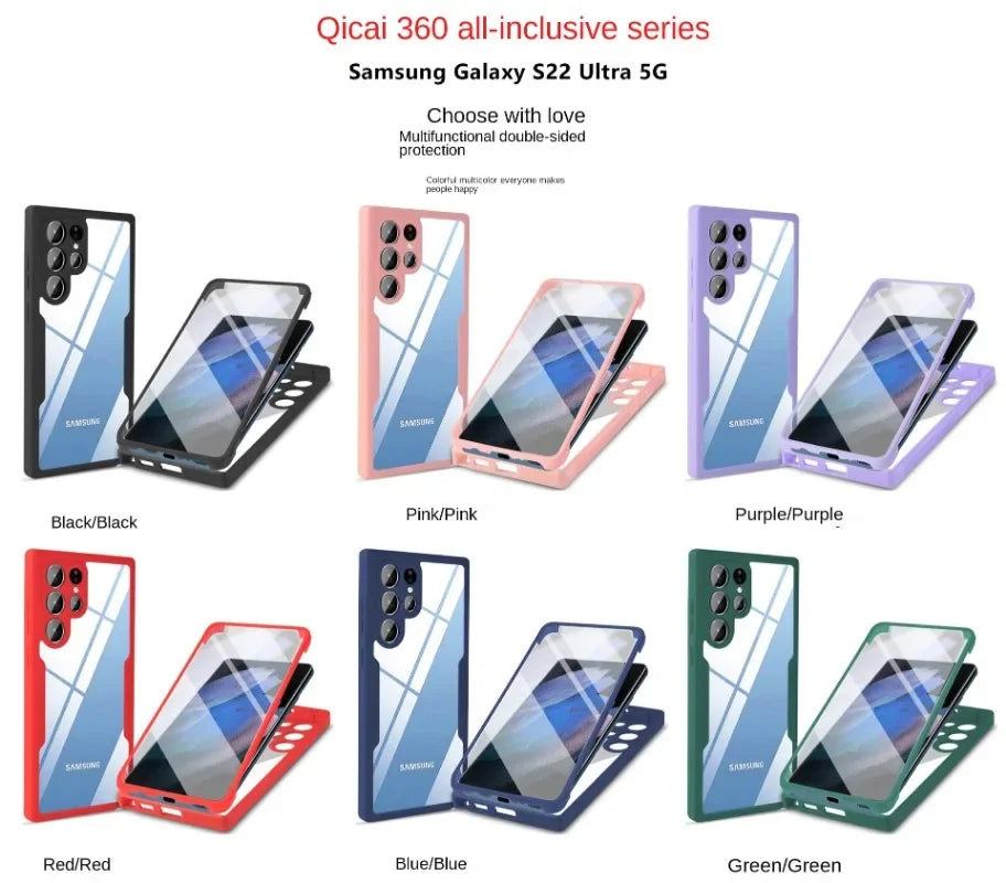 360 Clear Phone Case for Samsung Galaxy S24 S22 S25 Ultra Plus S23 FE A05S A54 A16 A06 A36 A56 A26 creen Full Protection Cover