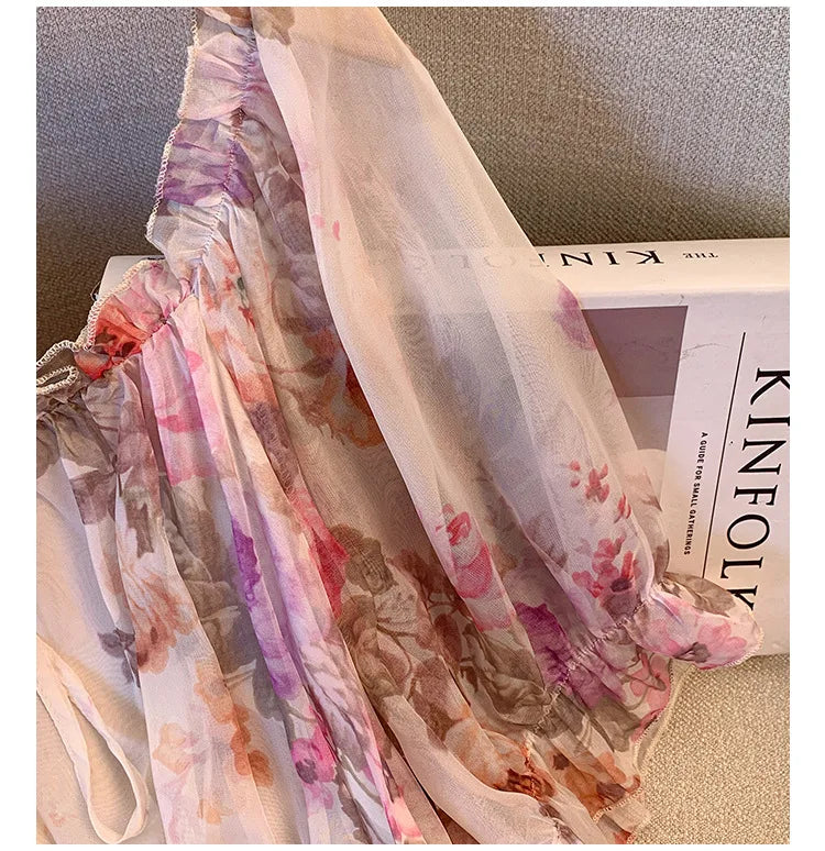 150Kg Plus Size Women's Bust 130-150 Summer Chiffon Shirt Thin Floral Top Decor 5XL 6XL 7XL 8XL 9XL