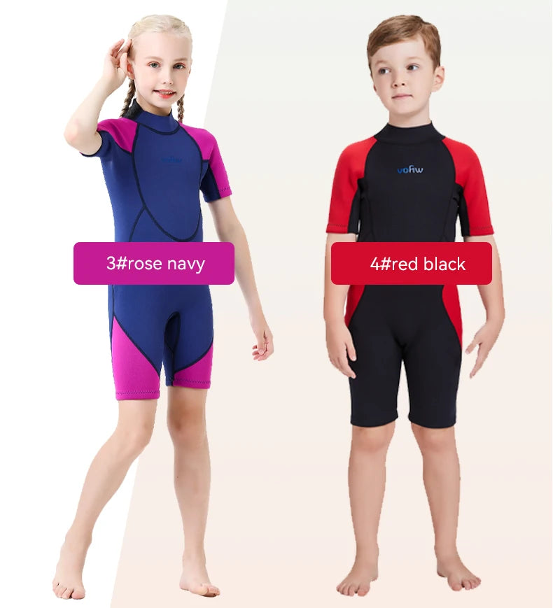Children's 2mm 3mm Neoprene Wetsuit One-piece Long Sleeve Diving Suit Cold Proof Sunscreen Surfing Swimming Snorkeling Swimsuit