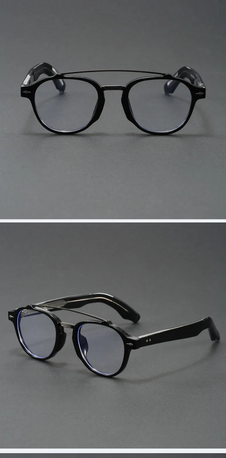 Designer Anti Blue Light Glasses Men's Retro Double Bridge Thickened Frame Fashion Optical Prescription Glasses for Women