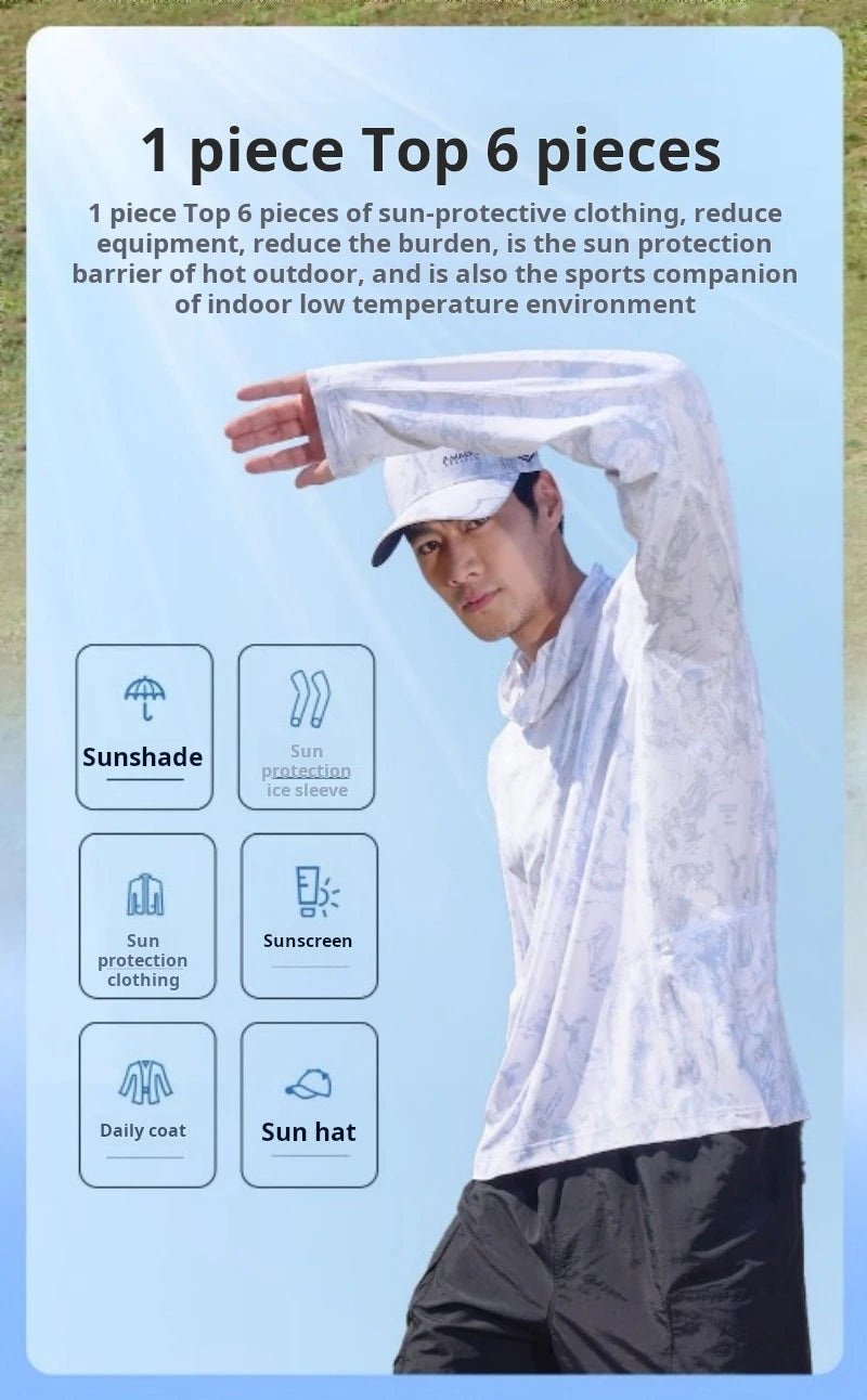 Summer Men's and Women's Sunscreen Fishing Clothes Loose big Size Thin Casual Quick Drying Ice Silk Camouflage Sunscreen Jacket