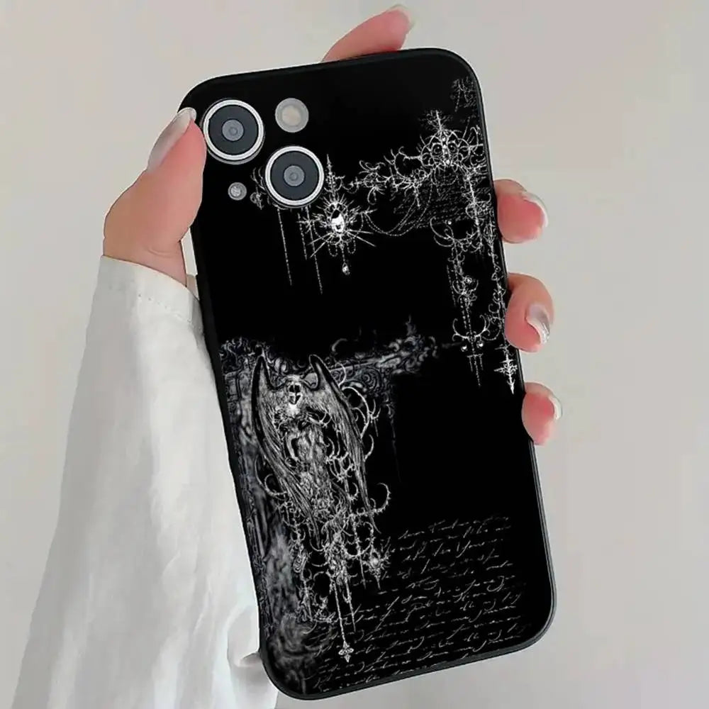 1pc Gothic Cyber Sigil Cross Phone Case Silicone Soft For IPhone 17 Air 16 15 14 13 12 11 Plus Pro Max Plus