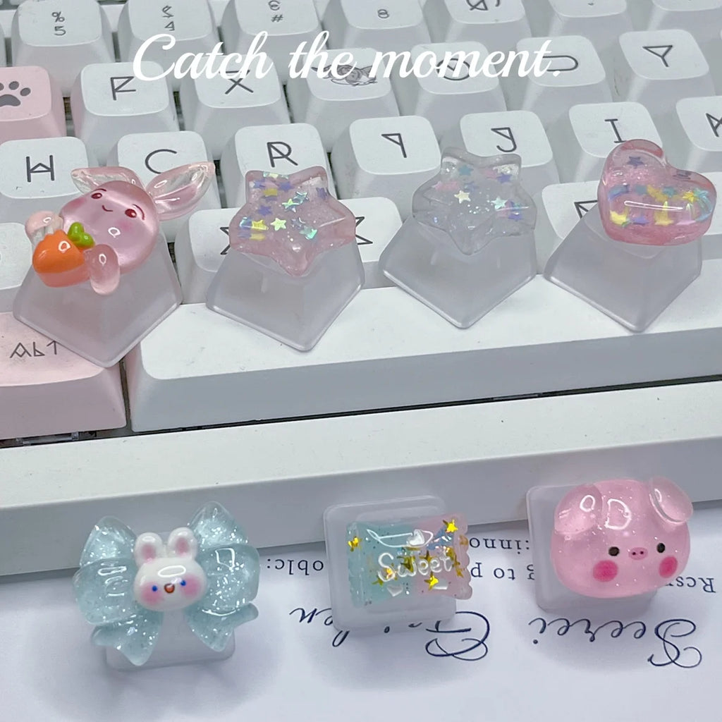 Keycap Games Backlit Cat Paw DIY Star Key Cap Mechanical Keyboards Keycaps for Mechanical Keyboards R4 Height Cherry MX Axis