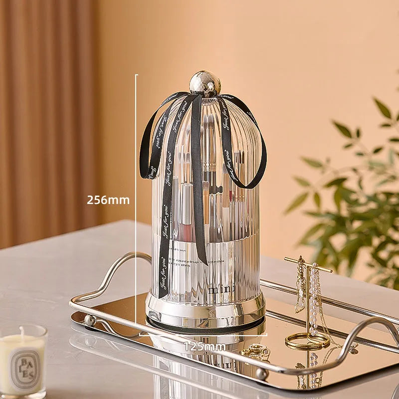 360° Rotating Make Up Organizer With Lid Luxury Cosmetic Brushes Holder Lipstick Eyebrow Pencil Holder Eye Shadow Storage Box
