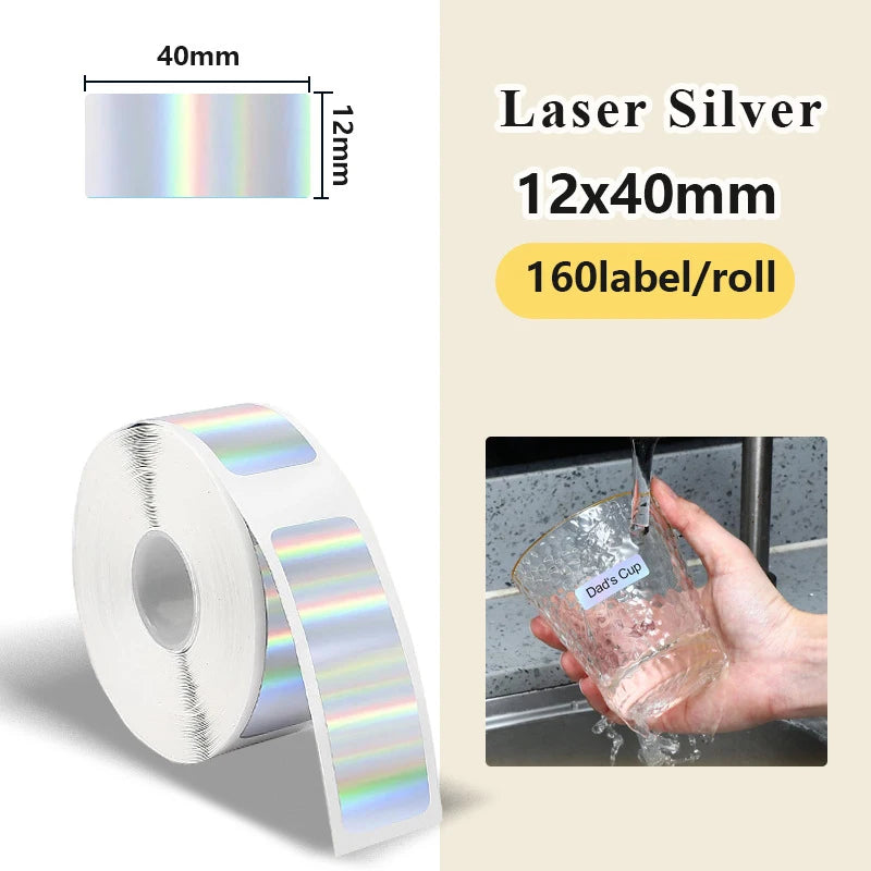 1Roll P12 P15 Thermal Label Sticker 12mm*40mm tape Compatible D30 Q30 Marklife P11 P50 L12 DELI Q2 Labeller