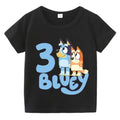 Blueys Baby Birthday T Shirt for Boys Girl Bingo Number Kids Clothes Summer Cartoon Letter Tees Shirts Toddler Short Sleeve Tops
