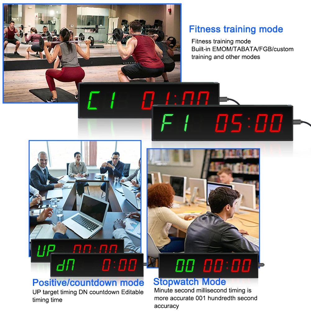 Digital Gym Timer Wall Mounted LED Digital Countdown Clock Sports Training Clock Crossfit Gym Fitness Training Timer with Remote