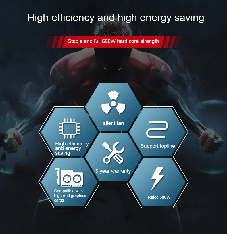 Thor Source ATX-650W Desktop Computer Power Supply Rated Dual CPU Stable PC Host Power Supply