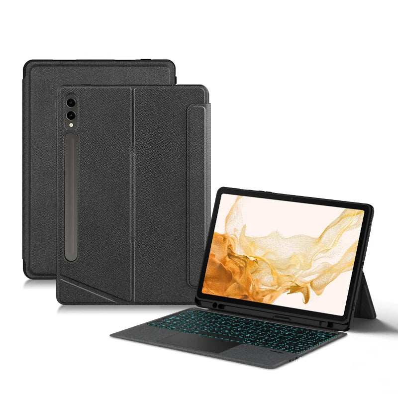 HUWEI Magic Keyboard For Samsung Galaxy Tab S9 S8 S7 Plus FE 12.4" Case Smart Backlit TouchPad Spanish Portuguese Keyboard Cover