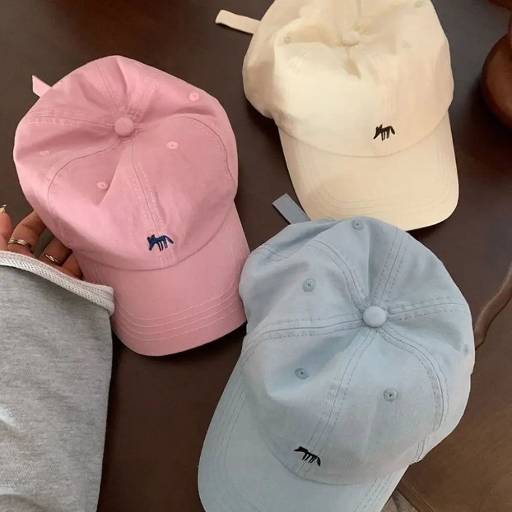 Retro Embroidered Embroidery Baseball Cap Animals Peaked Cap Canvas Baseball Hat Sunscreen Hat Cotton Sun Hat Girl