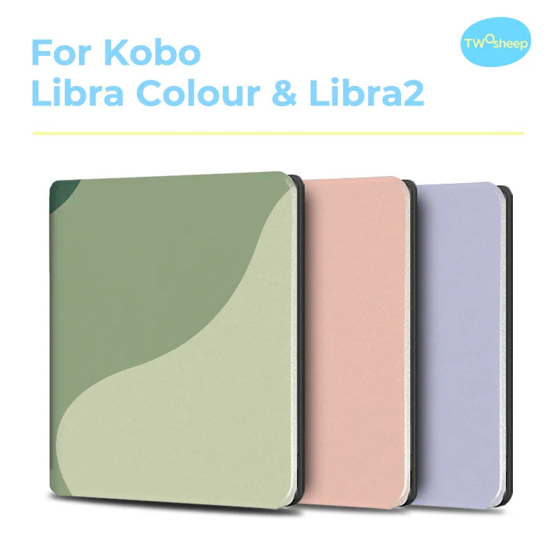 Twosheep 7-inch Case for Kobo Libra Colour and Kobo Libra2 TPU Shell Magnetic Flip Auto Sleep Wake Cover Solid Color Pattern