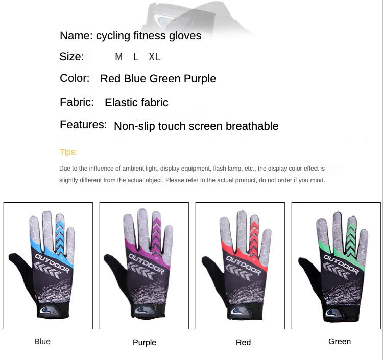 MTB Bike Bicycle Gloves Cycling Full Finger Glove Motorcycle Gloves Men Women Non-slip Sunscreen Breathable Touchscreen Outdoor
