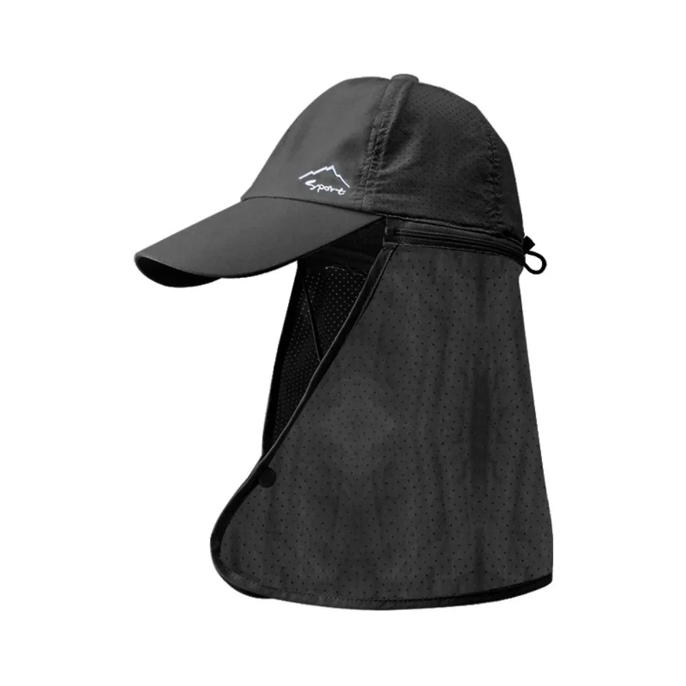 Portable Face Mask Man Sun Hat Mesh Breathable Sun-cream Bucket Hat Detachable Shawl Wide Brim Outdoor Fishing Cap Man Woman