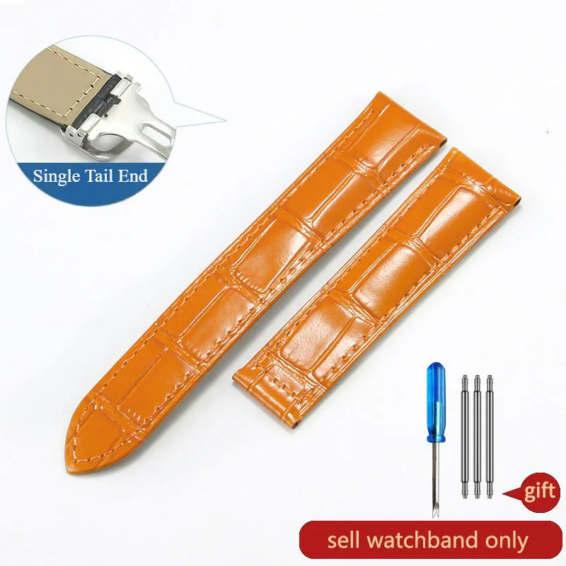 Genuine Leather Watch Strap for Cartier Tank London Solo Men's and Women's 16 18 20 22 25mm Flat Interface Folding Buckle Band