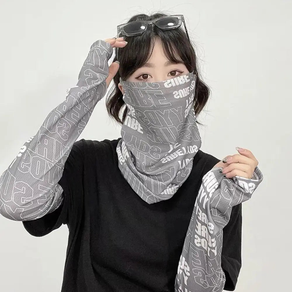 Anti-UV Sunscreen Face Mask Thin Sleeves Breathable Half Face Cover Summer Ice Silk Sunscreen Sleeves Cycling Bike Motorcycle