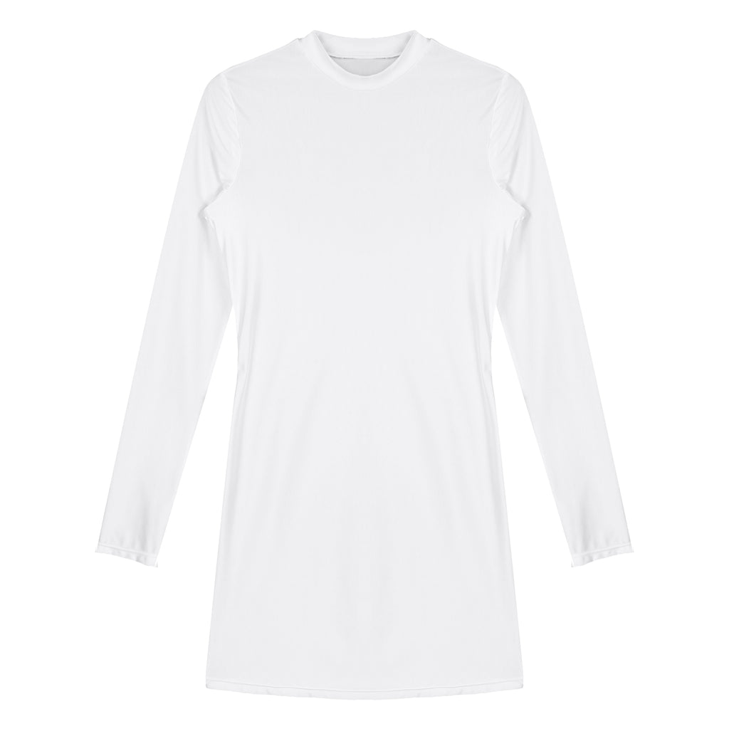Women's  Solid Color Smooth Stretchy Mock Neck Tight Party Dresses Female Dresses Glossy Long Sleeve Bodycon Dress Nightwear