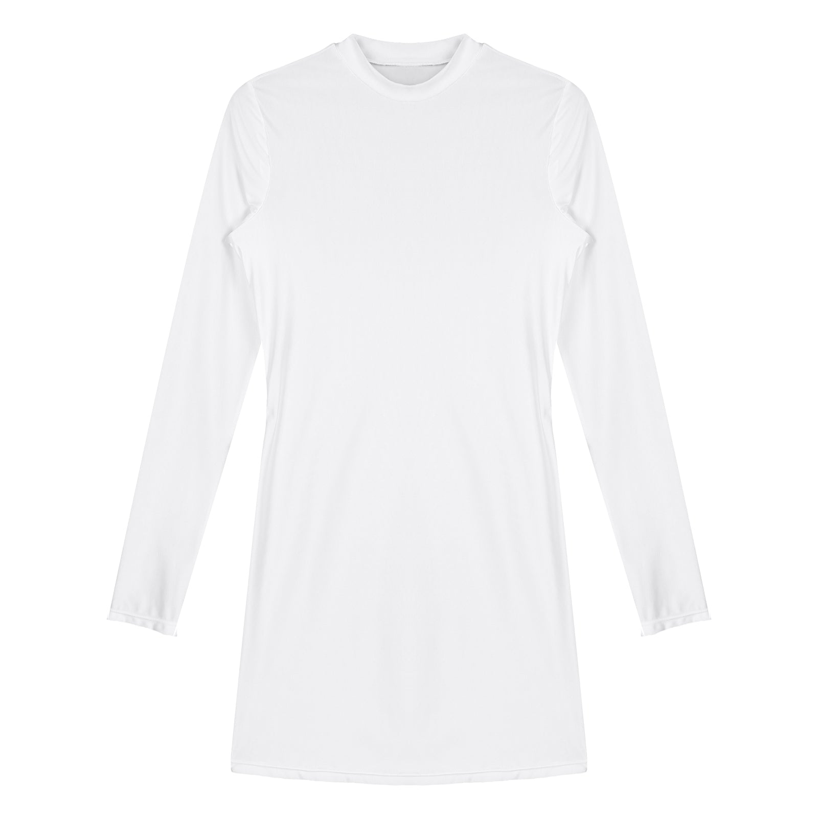 Women's  Solid Color Smooth Stretchy Mock Neck Tight Party Dresses Female Dresses Glossy Long Sleeve Bodycon Dress Nightwear
