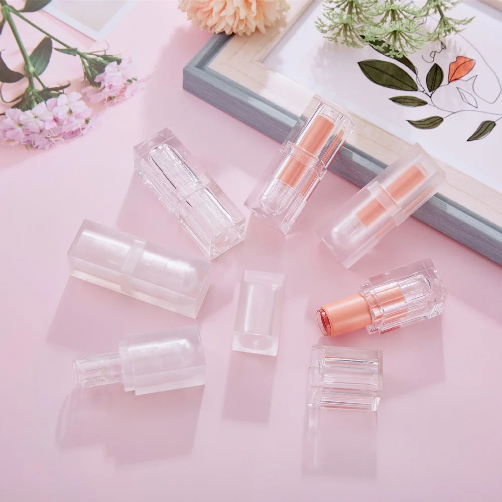 3.6g Empty Mini Square Lip balm Tubes Clear Lip stick Containers Plastic Liquid Lipstick Bottle Cosmetics Packing