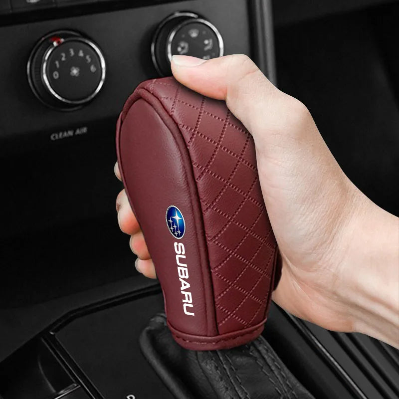 Car Shift Handle Cover Leather Shift Knob Decor Protective For Subaru Impreza Forester Outback Legacy Crosstrek XV Leone WRX BRZ