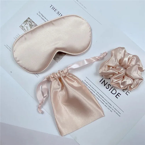 3Pcs Set Women Imitated Silk Sleep Eye Mask Eye Patches Face Mask Eyeshade Blindfold Travel Rest Eye Cover Night Eyeshade