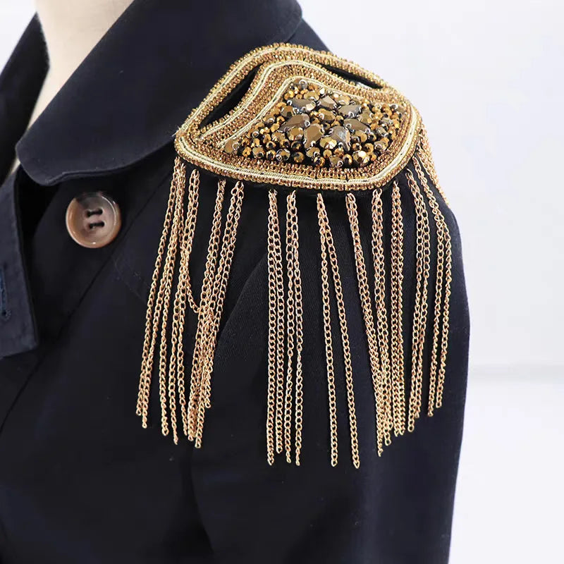 Exquisite Western-Style Performance Costumes Metal Punk-Syle Shoulder Ornaments Epaulets Fringed Epaul for Clothing Accessories