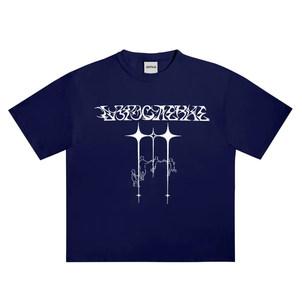 Harajuku Oversized Streetwear Men's Tshirt Growing Up Graphic Print Y2k Short Sleeve Top Tee Hip Hop Korean Cotton Goth Clothing