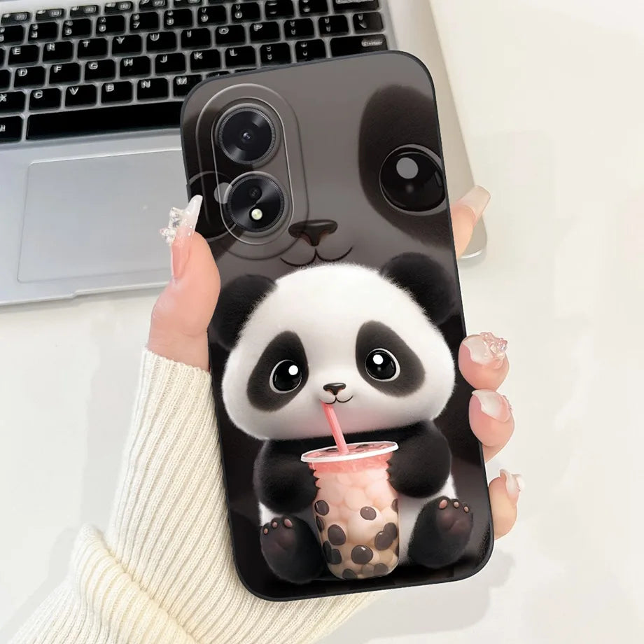 For Oppo A38 CPH2579 Phone Case New Fashion Soft Matte Silicone Rabbit Flower Goothic Style Capa For Oppo A18 CPH2591 Back Cover