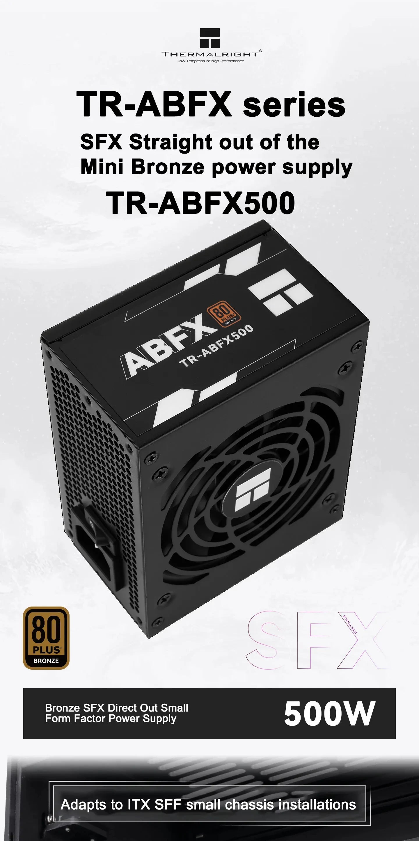 Thermalright TR-ABFX500 Black SFX Bronze Medal Straight Out Mini Small Size Power Supply ITX Small Case Installation Small PSU