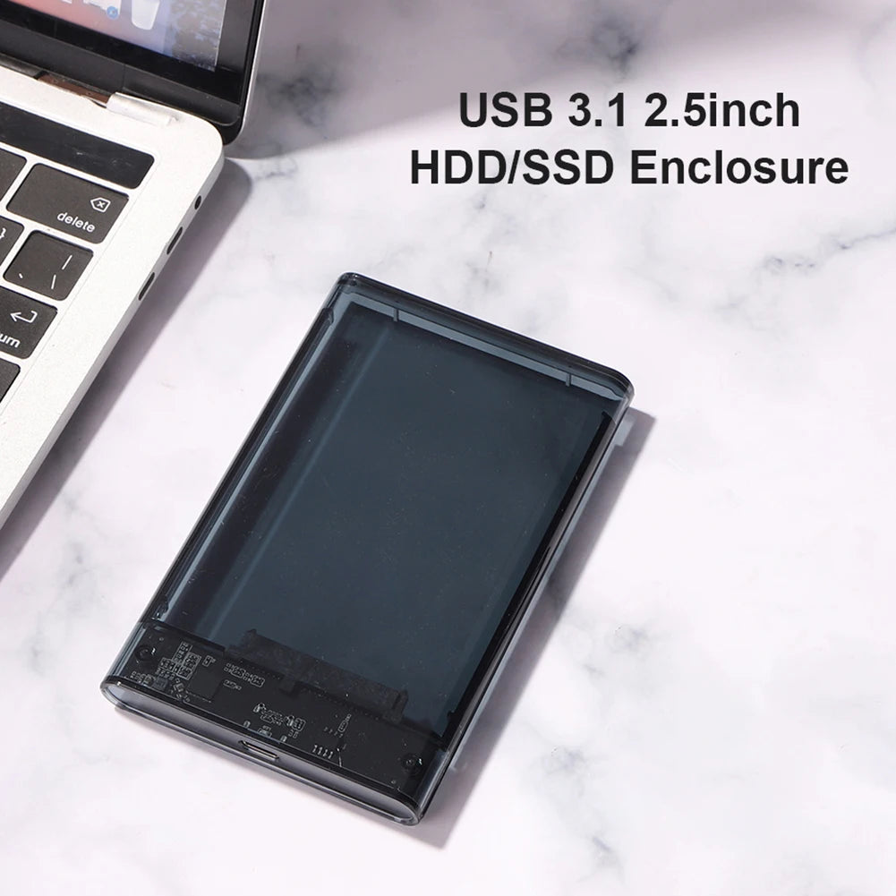 2.5 inch HDD Case SATA To USB3.1  External Hard Drive Case 5 Gbps  SSD Box USB3.0 To Type-C Transparent Black Hard Disk Box