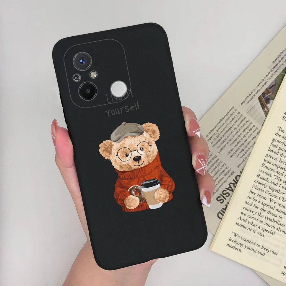 Phone Case For Redmi 12C 11A 4G Cartoon Dinosaur Soft Silicon TPU Matte Back Cover Coque For Redmi 12 C 11 A 4G Funda Capa Shell