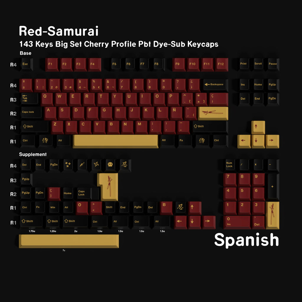 ES Spanish PBT Keycaps MOA Cherry Red Blue Samurai Night Sakura Morandi Dye Sub Keycap For ISO Layout Ansi Mechanical Keyboard