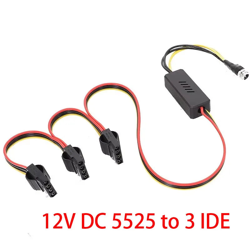 DC 5525 To Hard Disk Cable DC 12V to SATA Hard Disk Cable Step-Down Voltage Regulator DC to SATA/IDE Adapter For NAS Server PC