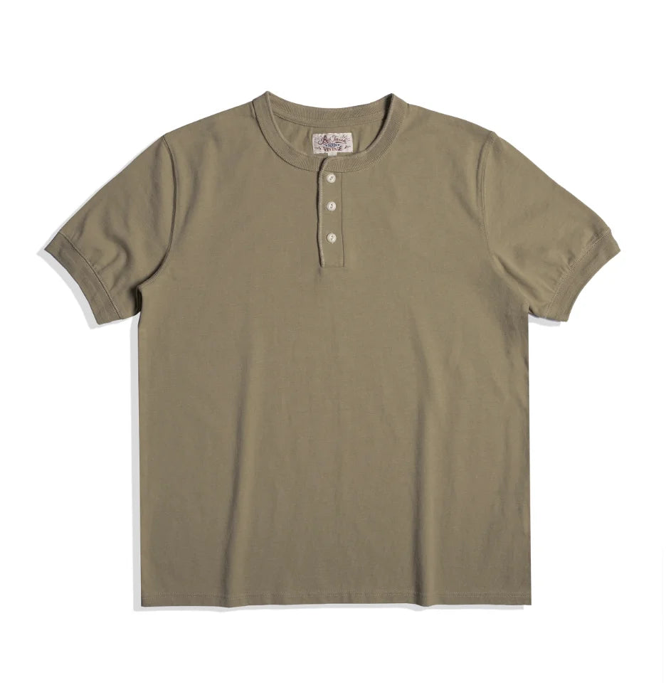 T1-0007 Red Tornado Asian Size Super Good Quality Mans 260GSM Heavy Thick Casual Henley Tee Cotton 7 Colors