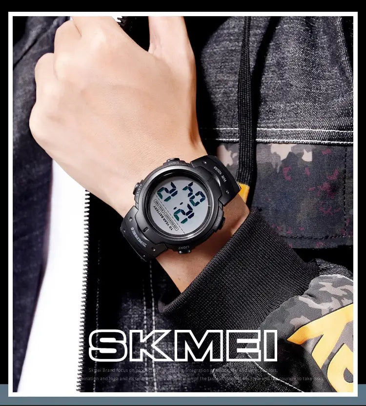 Skmei Led Light Display Chrono Digital Sport Watches Mens 10bar Top Waterproof Wristwatch 10 Year Battery Life Alarm Date Clock
