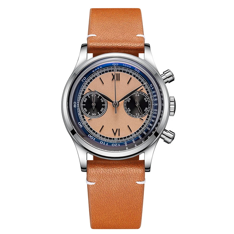 ADDIESDIVE Men watches Quartz Wristwatch Sport waterproof 100m Chronograph AR Coating VK64 Movement Retro Leather Watch New