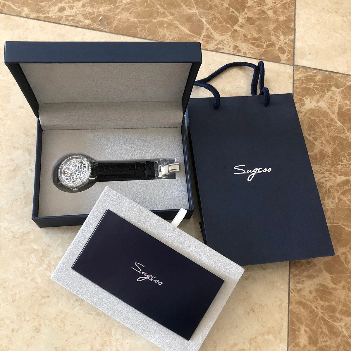 Sugess Chronograph ST1908 Movement Vintage Leather Watch Hand Winding Mechanical 59 Wheels Genuine Moonphase Calendar