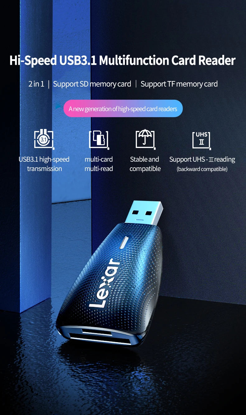 Lexar Card Reader USB 3.1 for SD Micro SD TF Memory Card Adapter for PC Laptop Accessories Smart Cardreader USB Flash Drive