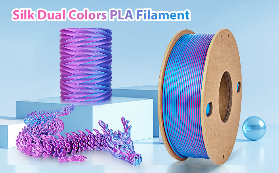 250g Silk PLA Filament 2 Color in 1 3D Printing Filament PLA 1.75mm PLA Silk 3D Printer Filament Fit Most FDM Printers