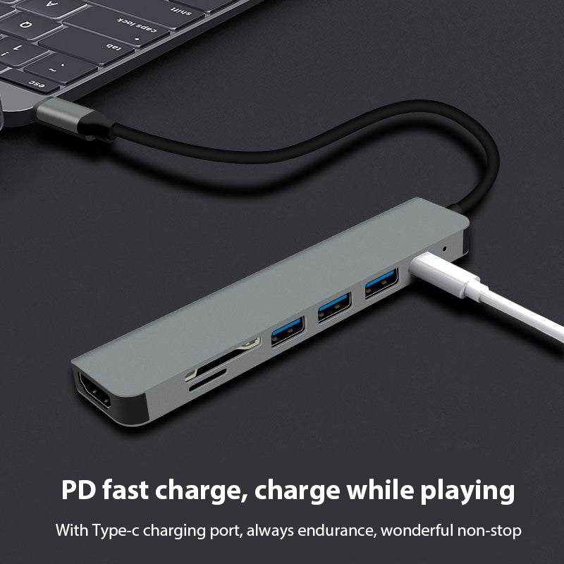 Type C 7 in 1 TypeC Hub PD87W 4K 30Hz HD Converter TF SD Card Reader USB3.0 HDMI for PC Laptop Tablt Otg